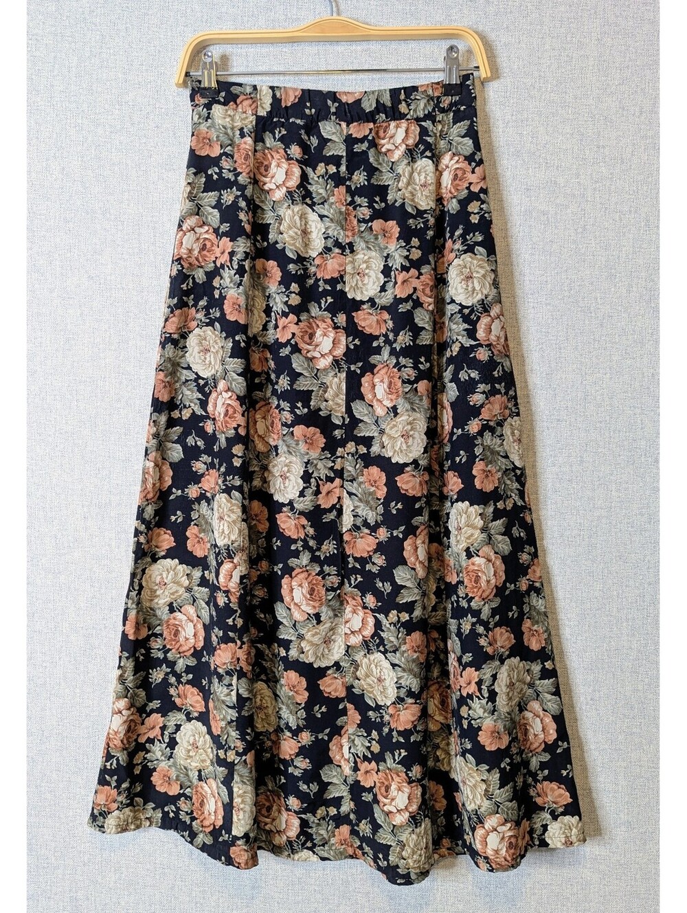 Vintage 90s rose floral button front A-line midi skirt - Picture 4 of 7